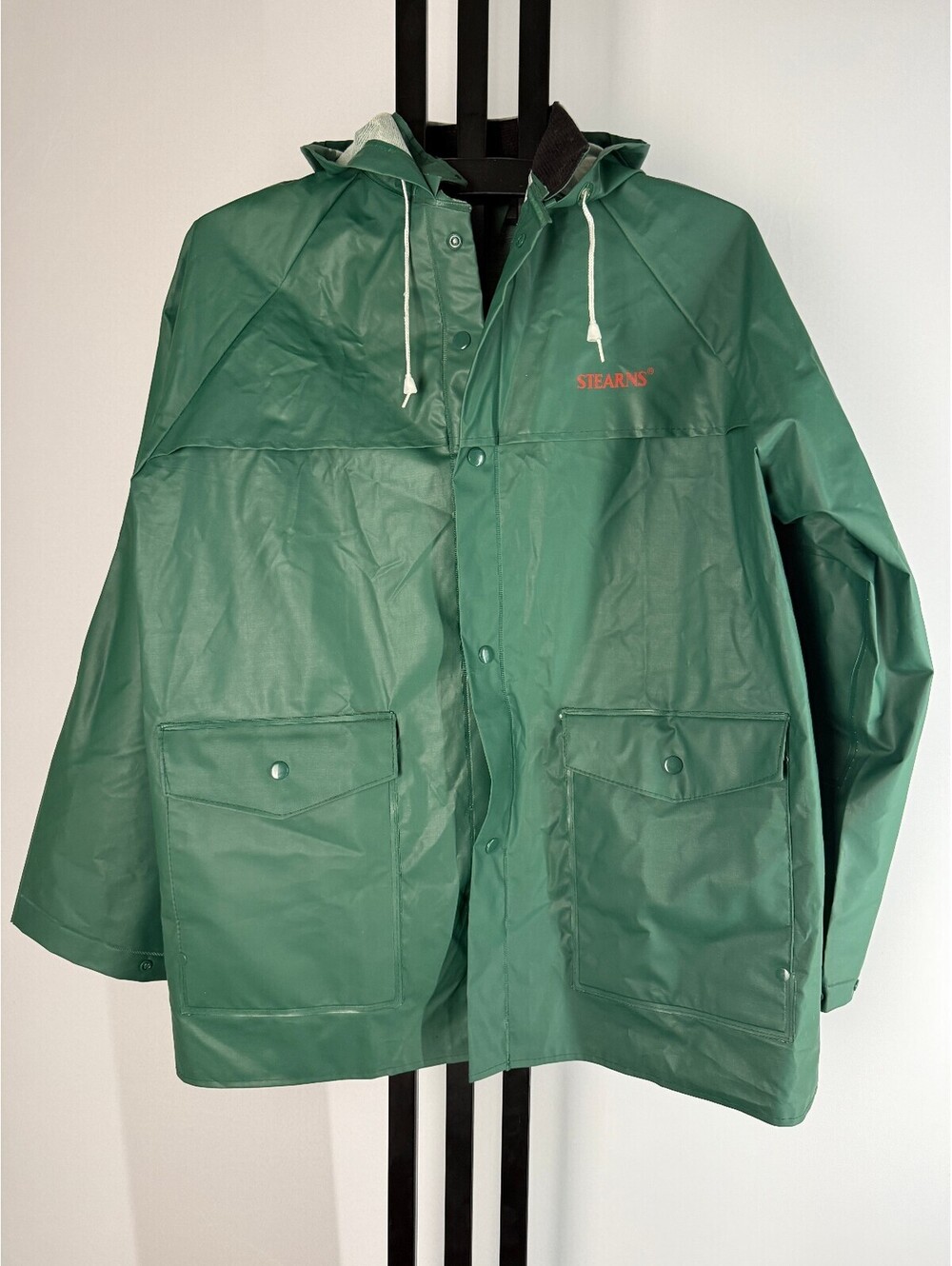 Stearns 8265 Rain Suit Men's L/XL Green Hooded Jacket Pants 2 Piece Fishing Gear